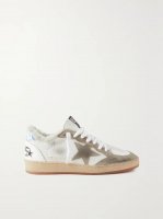 Ball Star shearling-lined distressed suede-trimmed leather sneakers