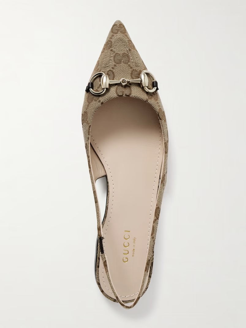 Erin horsebit-embellished canvas-jacquard slingback sandals