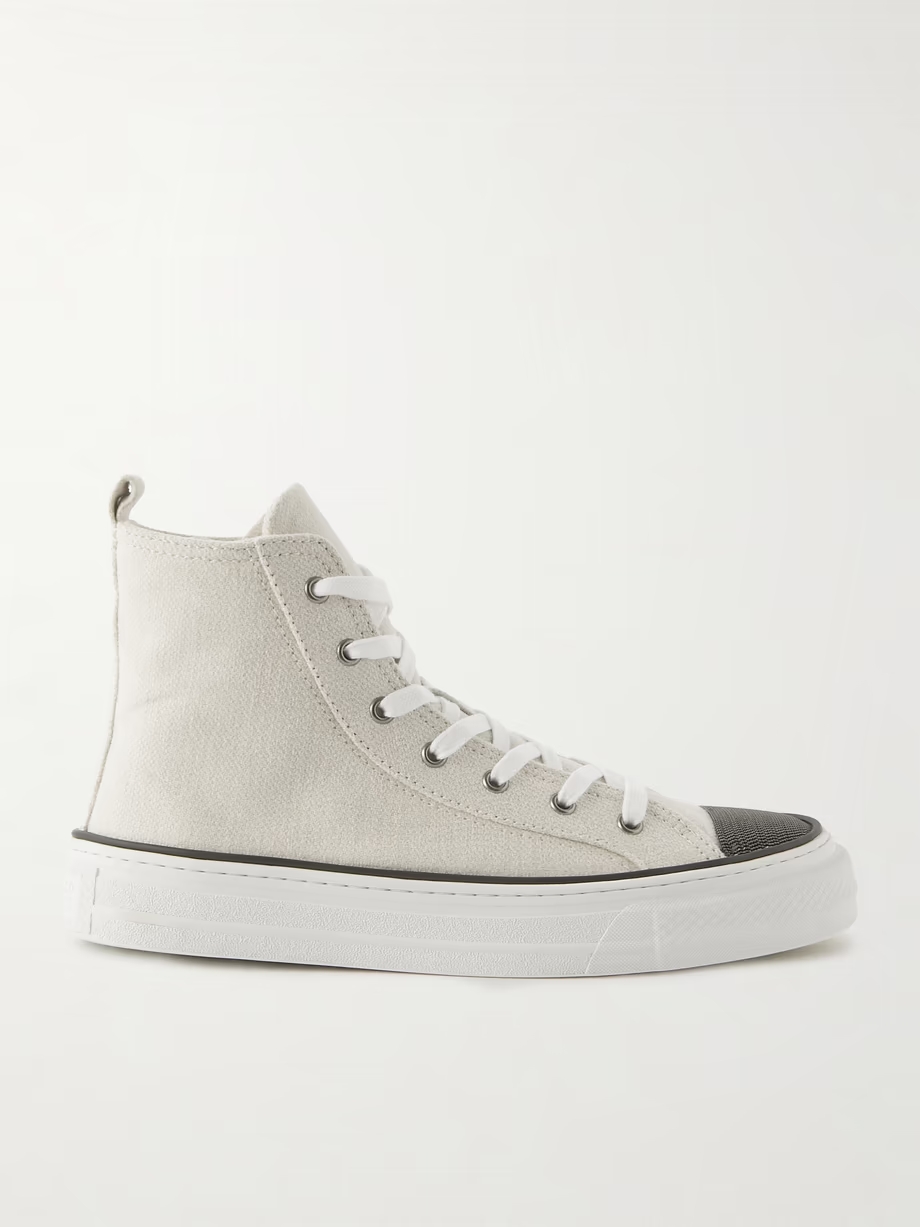Bead-embellished canvas sneakers