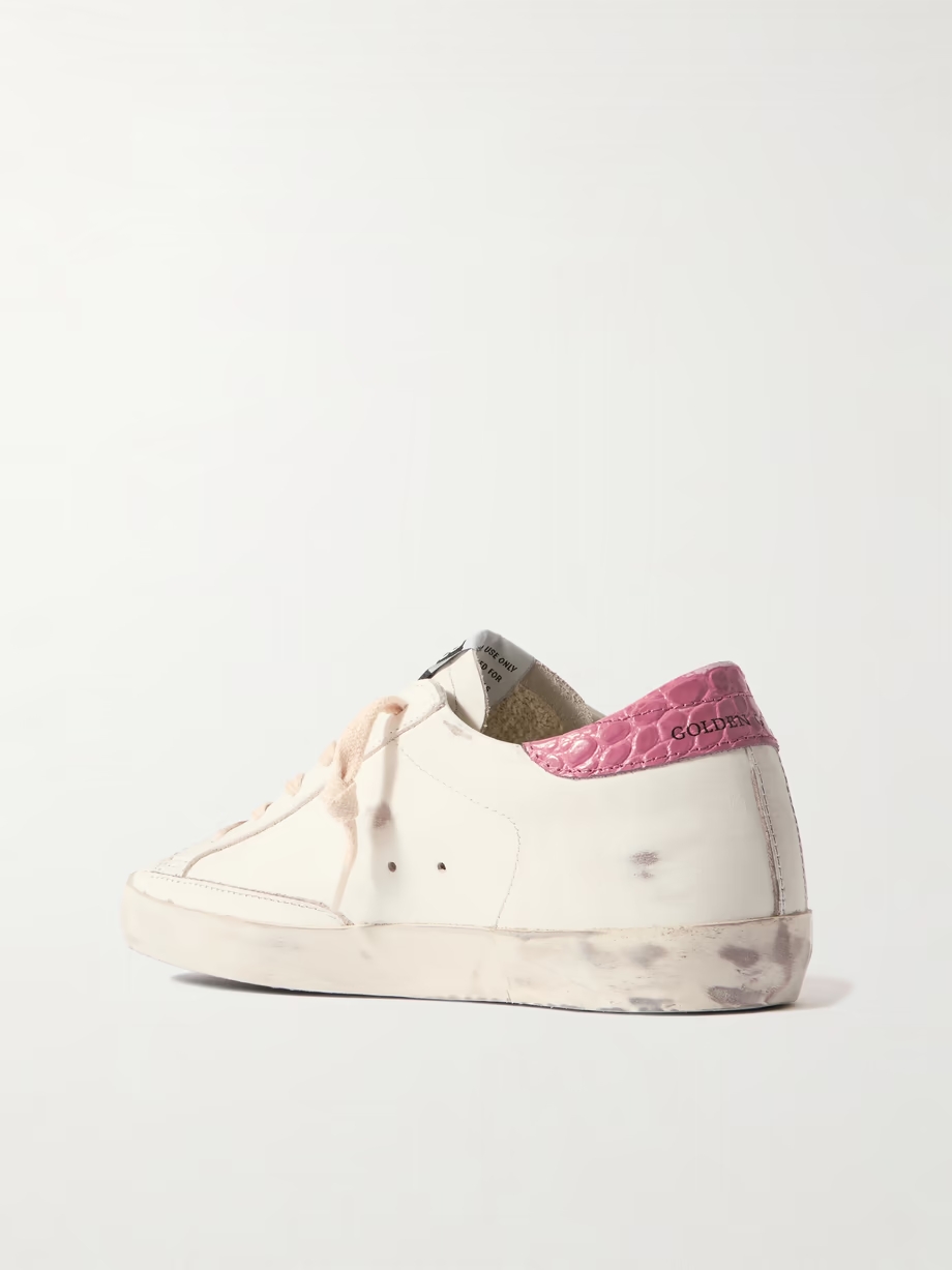Super-Star distressed glittered leather sneakers